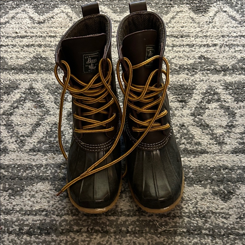 Bass Black and Brown Boots with Gold Laces